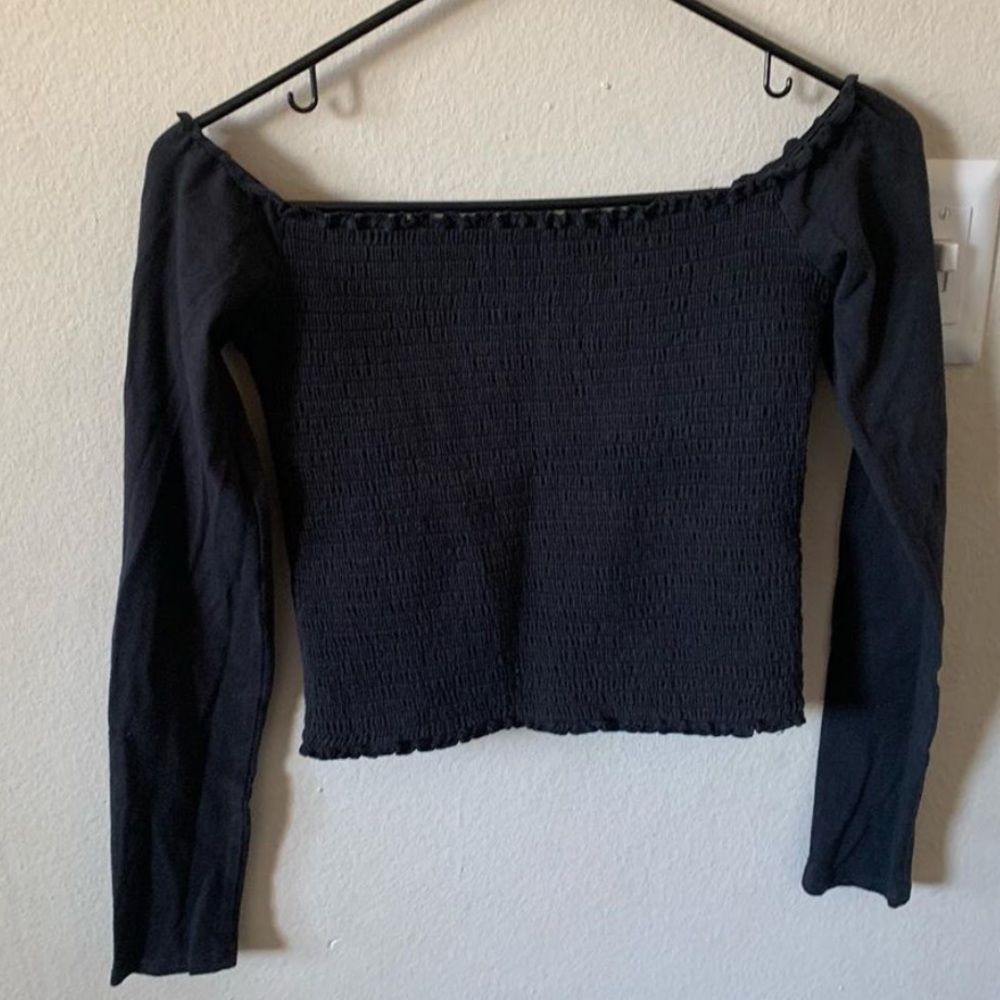 Black off the shoulder shirt